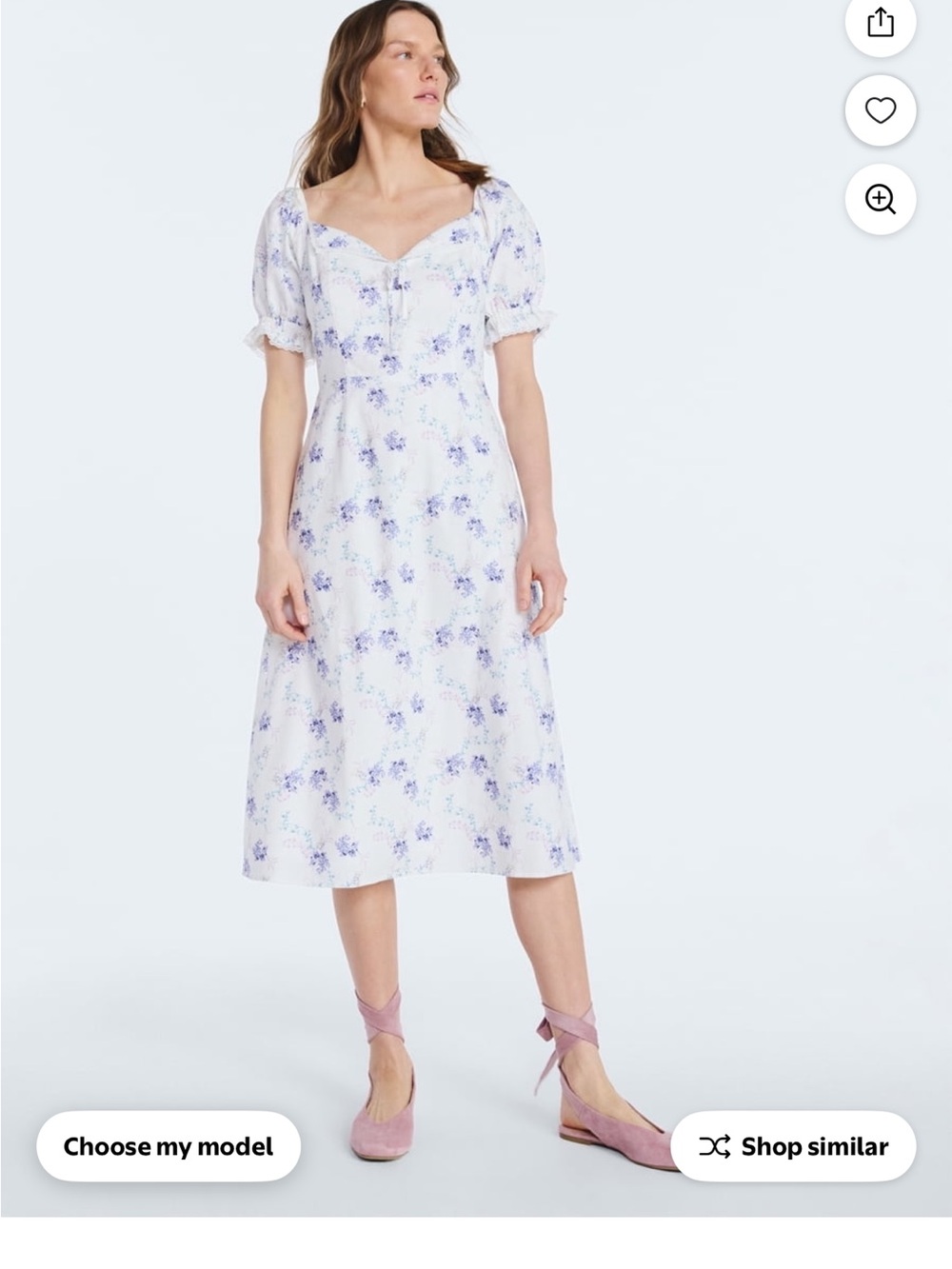 NWT Women’s Scoop White Floral Puff-Sleeve Midi lined linen lace trim Dress XL - Picture 2 of 10